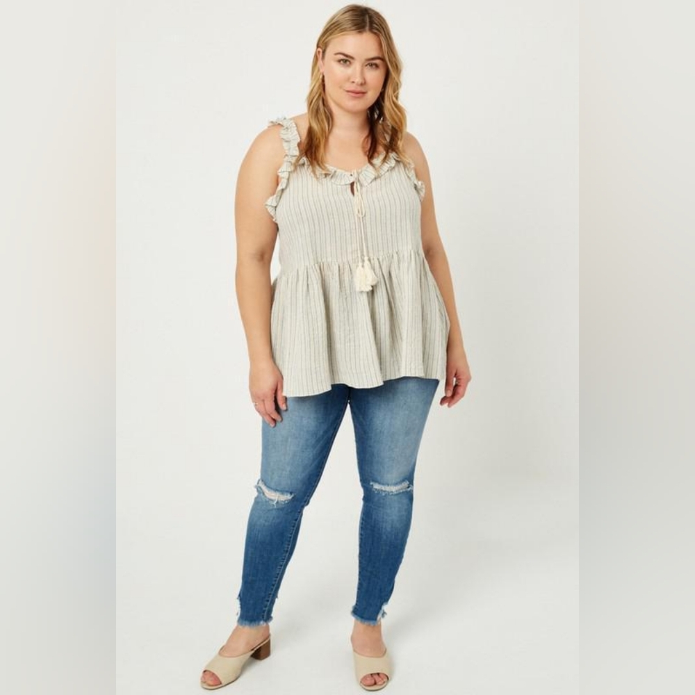 Stripe Ruffle Tank - XL